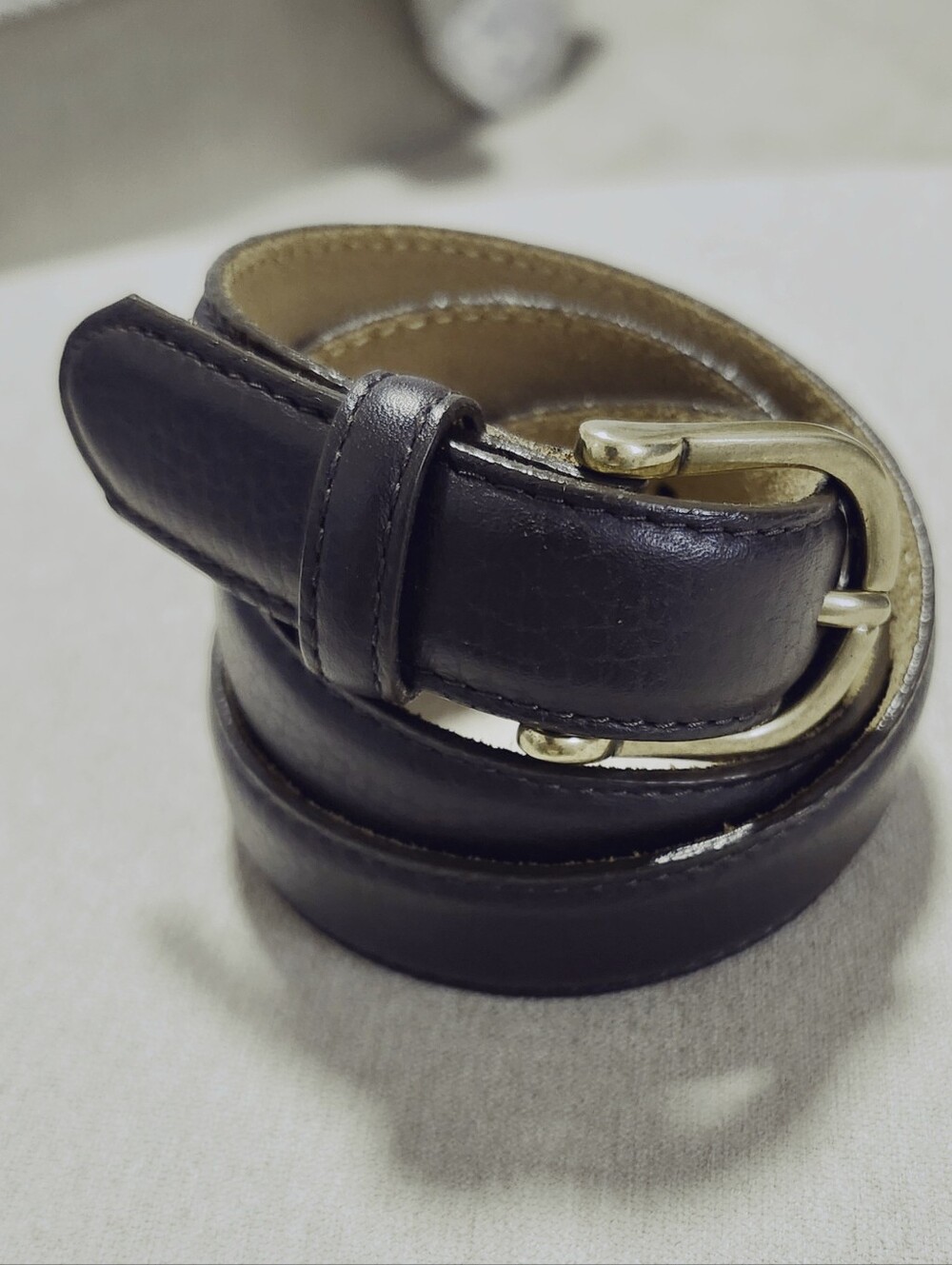 L.L. Bean Classic Brown Leather Women’s Belt with Gold Buckle Size M MADE IN USA